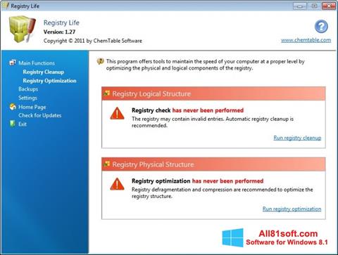 Снимка на екрана Registry Life за Windows 8.1