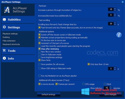 Снимка на екрана ALLPlayer за Windows 8.1