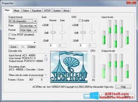 Снимка на екрана AC3Filter за Windows 8.1