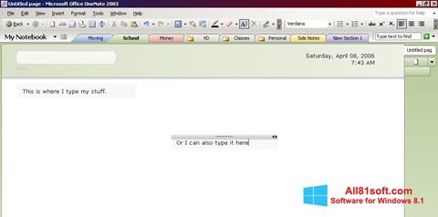 Снимка на екрана Microsoft OneNote за Windows 8.1