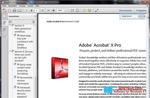 Снимка на екрана Adobe Reader за Windows 8.1