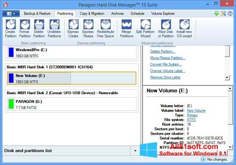 Снимка на екрана Paragon Hard Disk Manager за Windows 8.1