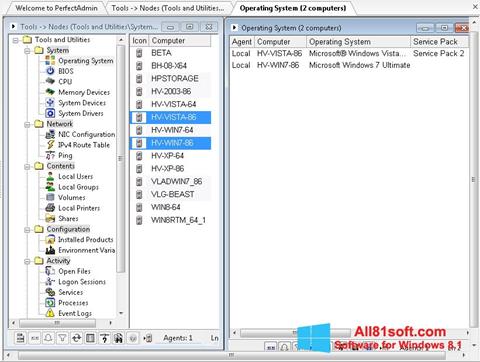 Снимка на екрана Remote Administration Tool за Windows 8.1