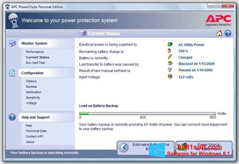 Снимка на екрана PowerChute Personal Edition за Windows 8.1