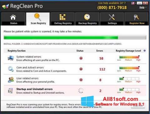 Снимка на екрана RegClean Pro за Windows 8.1
