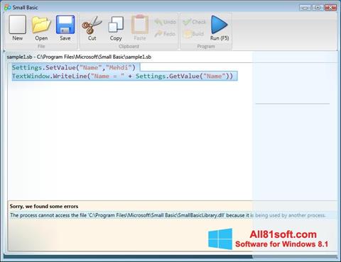 Снимка на екрана Small Basic за Windows 8.1