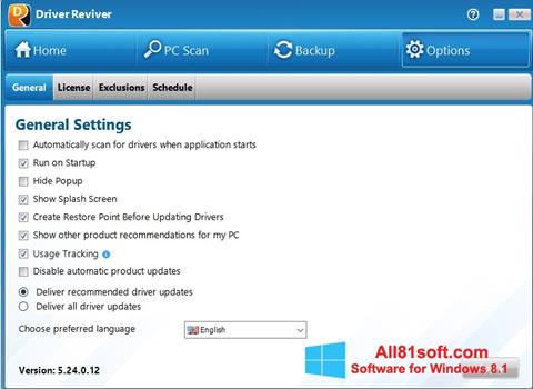 Снимка на екрана Driver Reviver за Windows 8.1