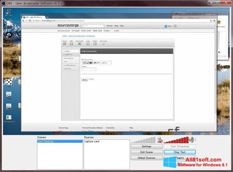 Снимка на екрана Open Broadcaster Software за Windows 8.1