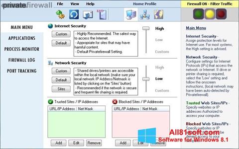 Снимка на екрана Privatefirewall за Windows 8.1