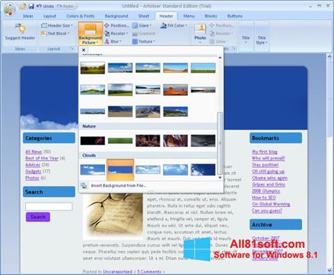 Снимка на екрана Artisteer за Windows 8.1