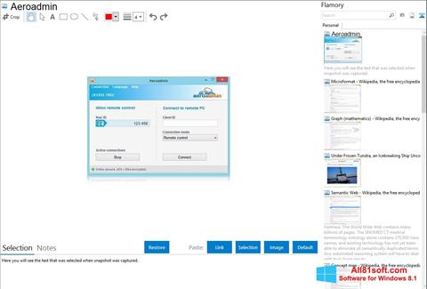 Снимка на екрана AeroAdmin за Windows 8.1