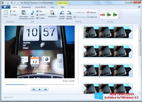 Снимка на екрана Windows Live Movie Maker за Windows 8.1