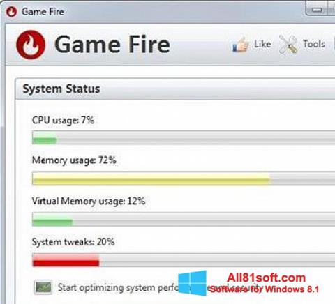 Снимка на екрана Game Fire за Windows 8.1