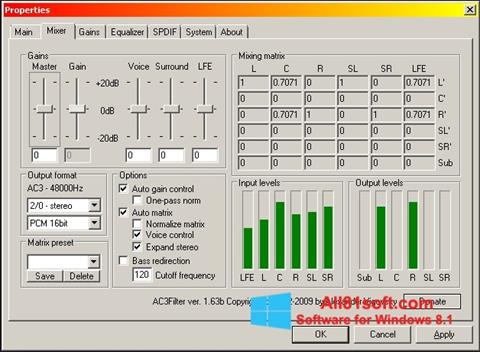 Снимка на екрана AC3 Codec за Windows 8.1