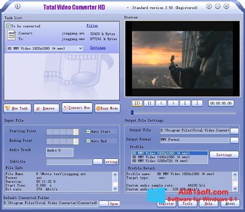 Снимка на екрана Total Video Converter за Windows 8.1