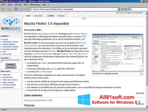 Снимка на екрана Mozilla Firefox за Windows 8.1