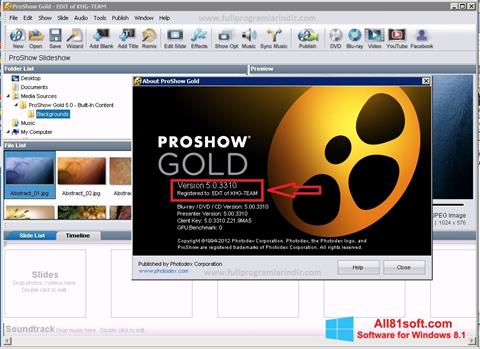 Снимка на екрана ProShow Gold за Windows 8.1