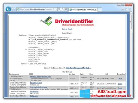 Снимка на екрана Driver Identifier за Windows 8.1