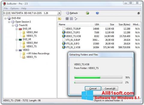 Снимка на екрана IsoBuster за Windows 8.1