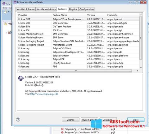 Снимка на екрана Eclipse за Windows 8.1