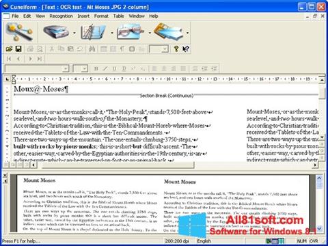Снимка на екрана CuneiForm за Windows 8.1