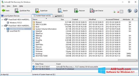 Снимка на екрана Active File Recovery за Windows 8.1