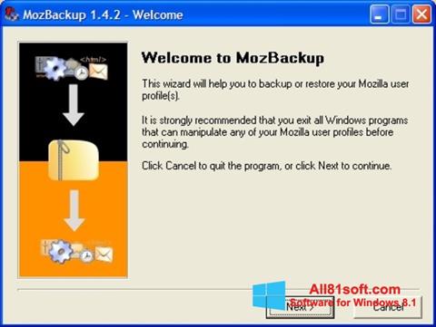 Снимка на екрана MozBackup за Windows 8.1