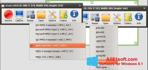 Снимка на екрана oCam Screen Recorder за Windows 8.1