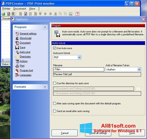 Снимка на екрана PDFCreator за Windows 8.1