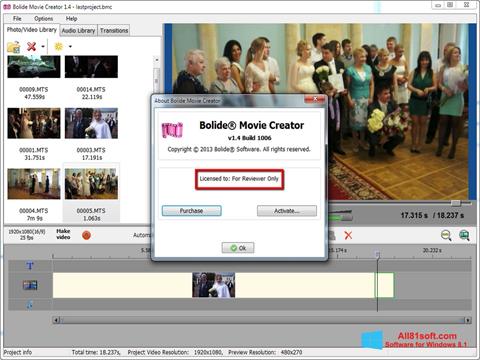 Снимка на екрана Bolide Movie Creator за Windows 8.1