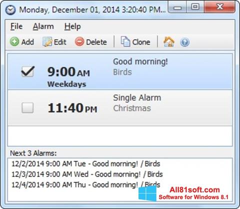 Снимка на екрана Free Alarm Clock за Windows 8.1