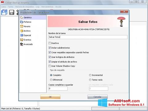 Снимка на екрана Cobian Backup за Windows 8.1
