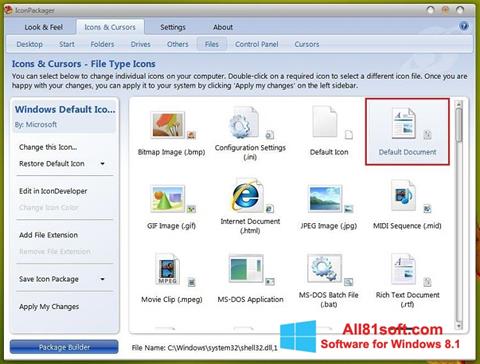 Снимка на екрана IconPackager за Windows 8.1