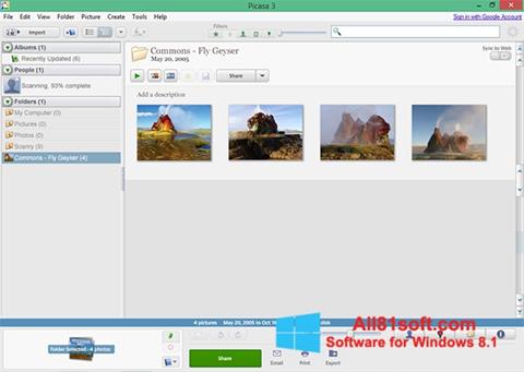 Снимка на екрана Picasa за Windows 8.1