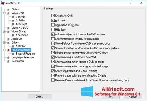 Снимка на екрана AnyDVD за Windows 8.1
