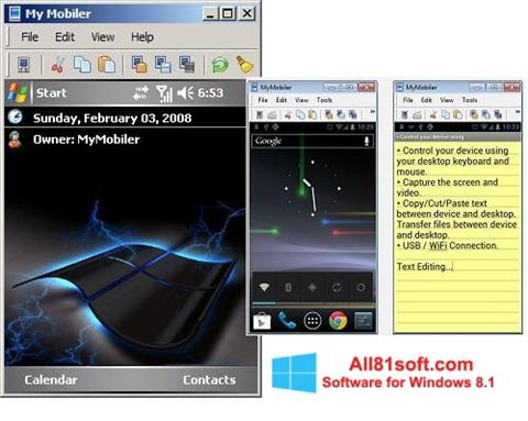 Снимка на екрана MyMobiler за Windows 8.1