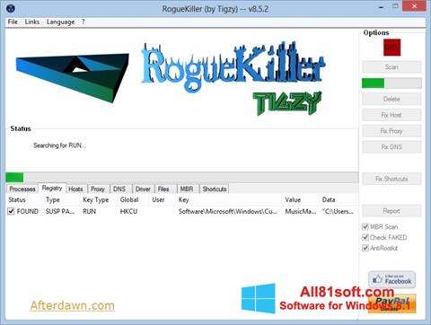 Снимка на екрана RogueKiller за Windows 8.1