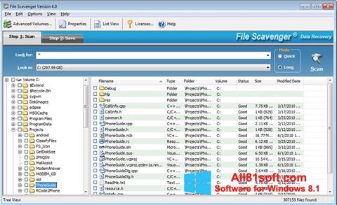 Снимка на екрана File Scavenger за Windows 8.1
