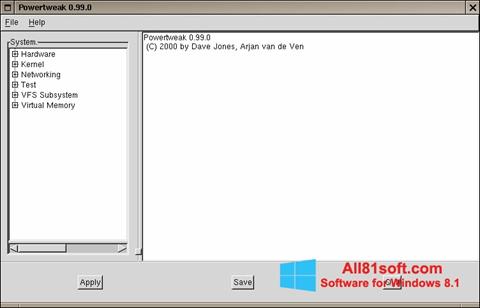 Снимка на екрана PowerTweak за Windows 8.1