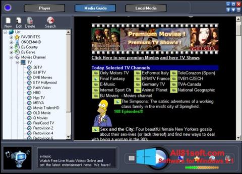Снимка на екрана Online TV Live за Windows 8.1