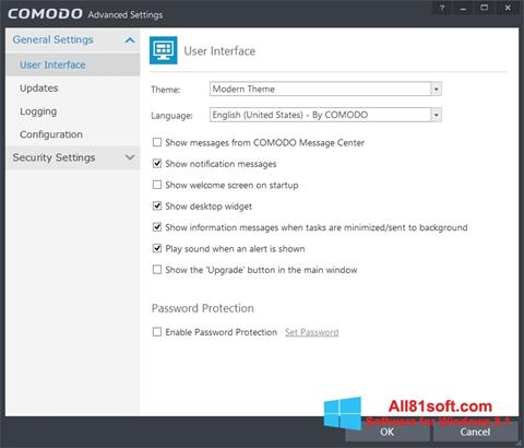 Снимка на екрана Comodo Internet Security за Windows 8.1