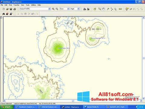 Снимка на екрана MapSource за Windows 8.1
