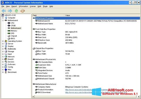 Снимка на екрана AIDA32 за Windows 8.1