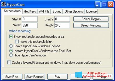 Снимка на екрана HyperCam за Windows 8.1