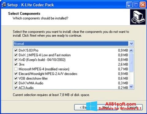 Снимка на екрана K-Lite Mega Codec Pack за Windows 8.1