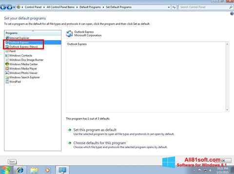 Снимка на екрана Outlook Express за Windows 8.1