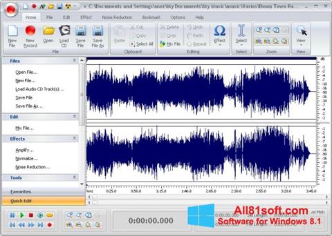 Снимка на екрана Free Audio Editor за Windows 8.1