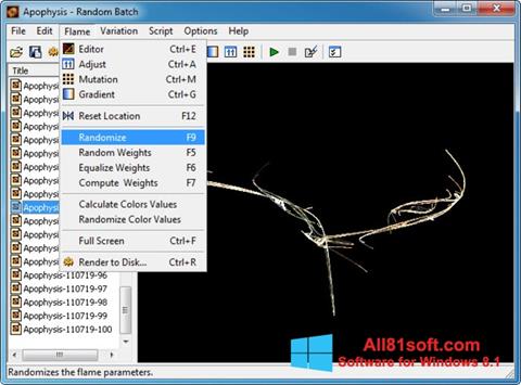 Снимка на екрана Apophysis за Windows 8.1