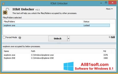 Снимка на екрана IObit Unlocker за Windows 8.1