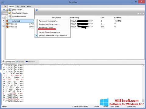 Снимка на екрана Proxifier за Windows 8.1